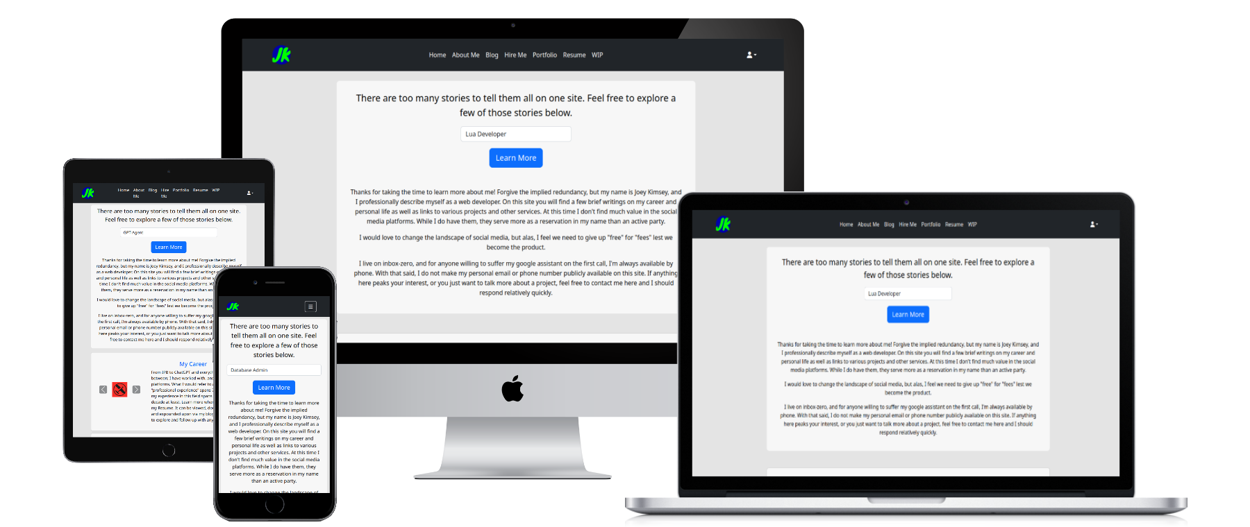 Joey Kimsey Portfolio preview on all devices